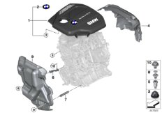 Звукоизоляционный кожух двигателя для BMW F45 216d B37 (схема запасных частей)