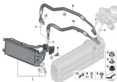 Маслян.радиатор/трубопр.масл.радиатора для BMW E82 M Coupé N54T (схема запасных частей)