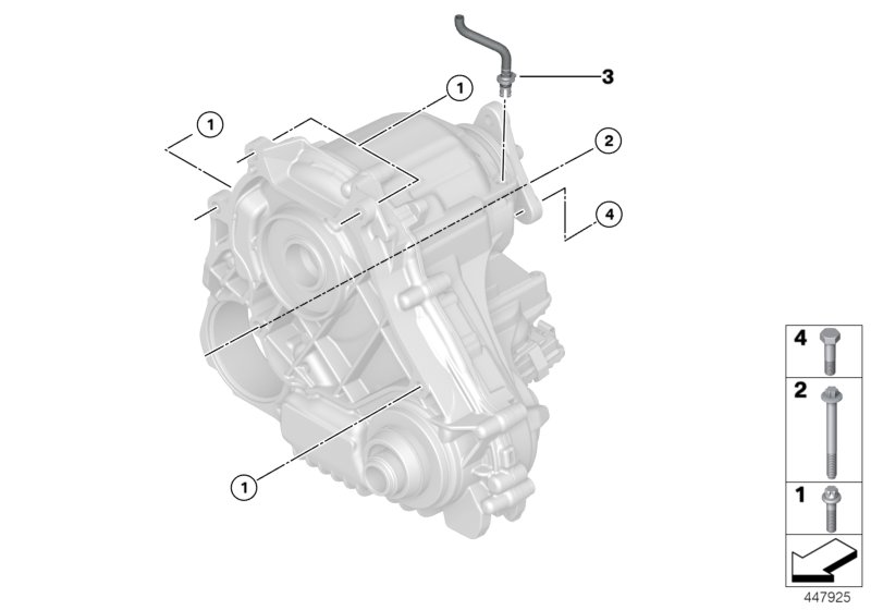 Крепление/ система вентиляции КПП для BMW G02 X4 30dX B57 (схема запчастей)