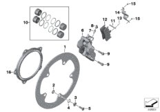 Тормозной механизм переднего колеса для BMW R28 R 1150 R Rockster (0308,0318) 0 (схема запасных частей)