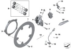 К-т заклепок для дооснащения Пд тормозов для BMW K43 K 1200 R (0584,0594) 0 (схема запасных частей)
