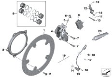 К-т заклепок для дооснащения Пд тормозов для BMW K43 K 1200 R Sport (0585,0595) 0 (схема запасных частей)