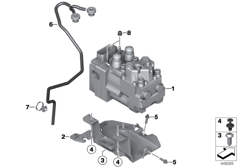 Модулятор давления Integral ABS для BMW K40 K 1200 S (0581,0591) 0 (схема запчастей)