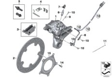Тормозной механизм заднего колеса для BMW K46 S 1000 RR 10 (0507,0517) 0 (схема запасных частей)