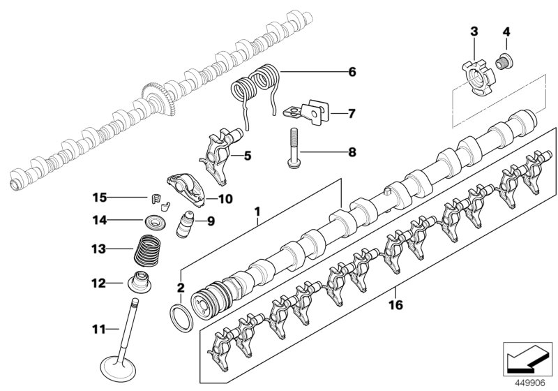 Распредвал управления впускн.клапанами для BMW RR2N Drophead N73 (схема запчастей)