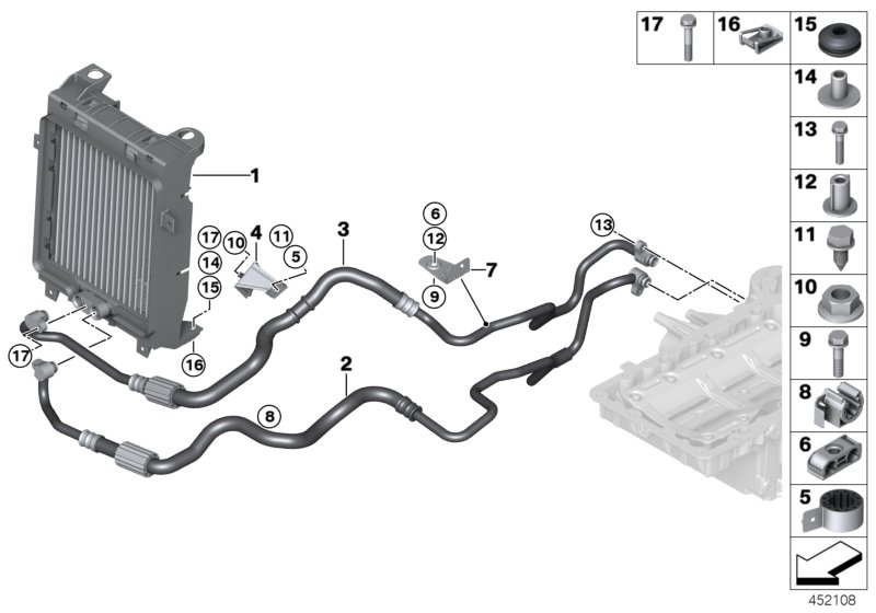 Контур масл.радиатора/масляный контур для BMW F86 X6 M S63R (схема запчастей)