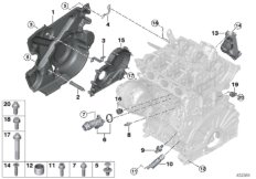 Блок цилиндров/дополнительные элементы для BMW F46 216i B38 (схема запасных частей)