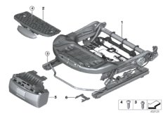 Каркас подушки переднего сиденья для BMW F48 X1 18dX B47 (схема запасных частей)