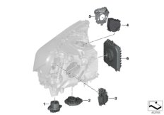 Электронные компоненты фары для BMW G12 750LdX B57S (схема запасных частей)