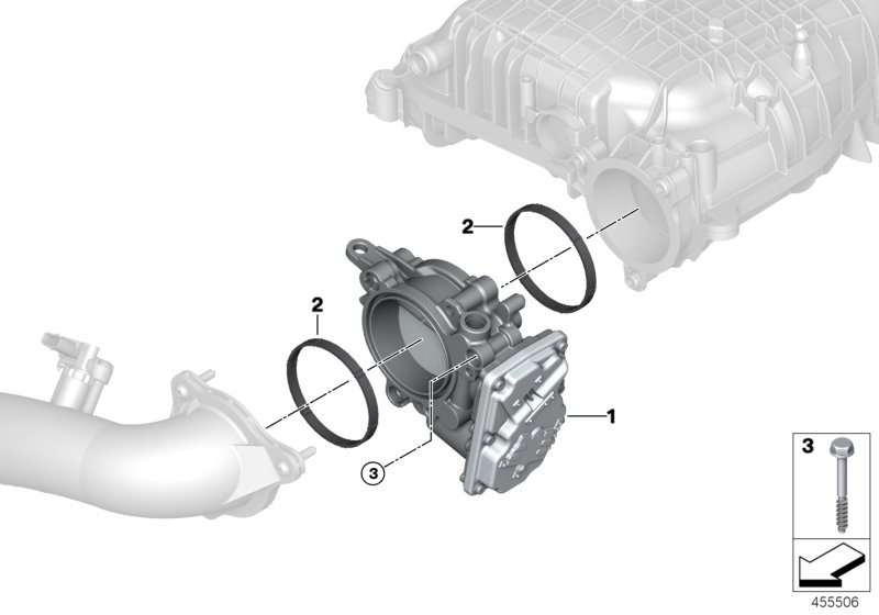 Корпус дроссельной заслонки для BMW F36N 420iX B48 (схема запчастей)