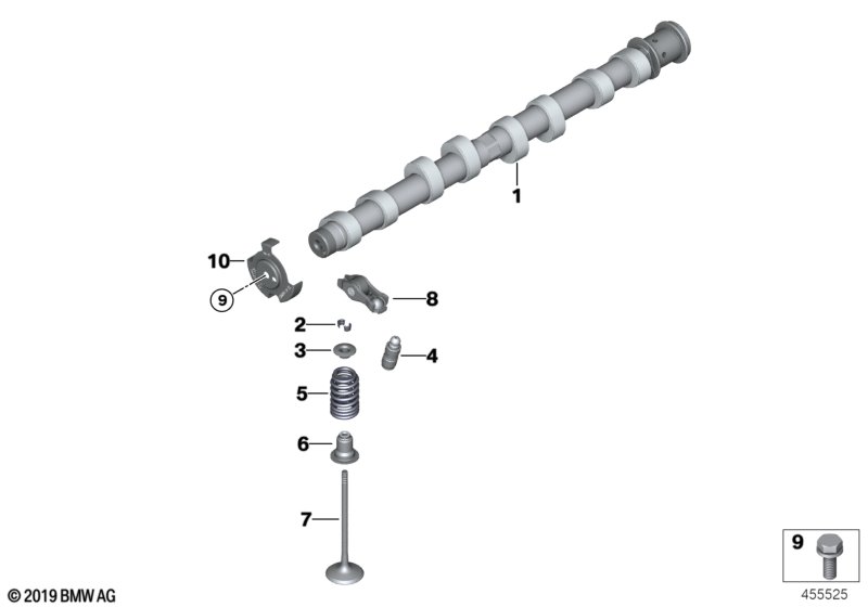 Распредвал управления впускн.клапанами для MINI F60 Cooper S B48C (схема запчастей)