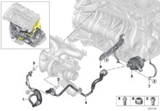 Система охлаждения-турбонагнетатель для BMW F22 220i B48 (схема запасных частей)