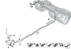 Топливопроводы/элементы крепления для BMW F20N 120i B48 (схема запасных частей)