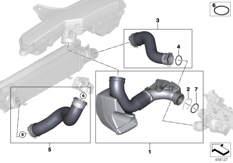 Воздуховод для BMW F36 418i B38 (схема запчастей)