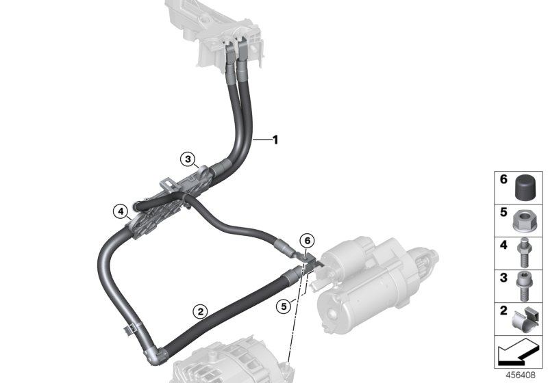 Провод стартера/провод генератора для BMW G12 750Li N63R (схема запчастей)