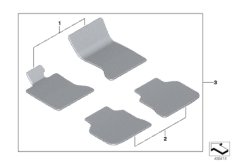 Полный к-т,всепогодн.напольные коврики для ROLLS-ROYCE RR6 Dawn N74R (схема запасных частей)