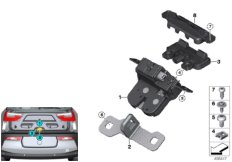 Система замков багажной двери для BMW I01 i3 60Ah Rex IB1 (схема запасных частей)