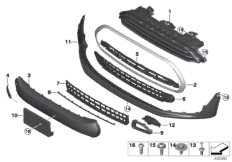 Облицовка, декор.элементы Пд для MINI F54 Cooper S ALL4 B48C (схема запасных частей)