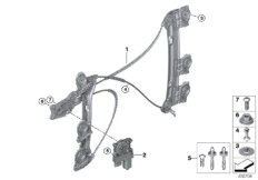 Механизм перемещения стекла двери Пд для BMW F57 JCW B46D (схема запасных частей)