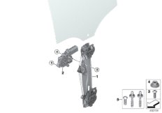 Механизм перемещения стекла двери Зд для MINI F54 Cooper S ALL4 B48C (схема запасных частей)