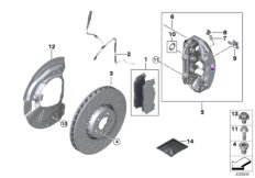Тормозной механизм переднего колеса для BMW F85 X5 M S63R (схема запасных частей)