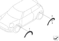 Дооснащение накладкой арка колеса для BMW F55 One First B38 (схема запасных частей)