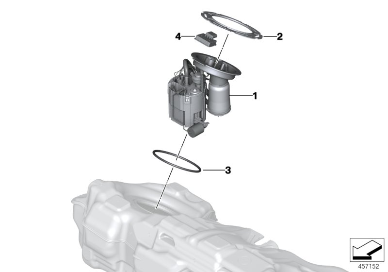 Топливный насос/датчик уровня наполнения для BMW F56 Cooper B36 (схема запчастей)