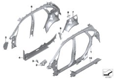 Детали бокового каркаса для BMW F45N 225xe B38X (схема запасных частей)