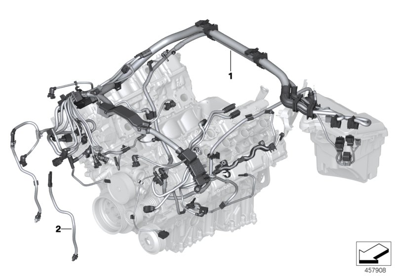 Жгут проводов двигатель/модуль двигателя для BMW E70 X5 M S63 (схема запчастей)