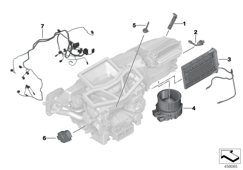 Электрические детали кондиционера для BMW G30 M550dX B57S (схема запчастей)