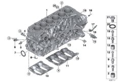 Блок цилиндров/дополнительные элементы для BMW G12 740LdX B57 (схема запасных частей)