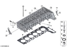 Головка блока цилиндров-доп.элементы для BMW G01 X3 30dX (TX75) B57 (схема запасных частей)