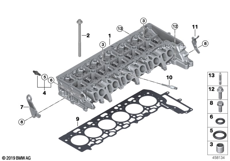 Головка блока цилиндров-доп.элементы для BMW G20 330dX B57 (схема запчастей)