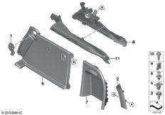 Обшивка багажного отделения П для BMW F16 X6 50iX 4.0 N63N (схема запасных частей)