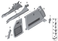Обшивка багажного отделения Л для BMW F16 X6 50iX 4.0 N63N (схема запасных частей)