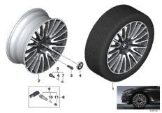 Л/c диск BMW с V-обр.спиц.диз.629 - 21'' для BMW G11N 730dX B57 (схема запасных частей)