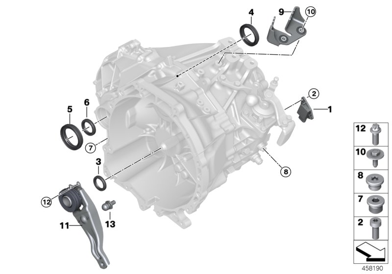 Детали коробки передач GS6X60DA для BMW F48 X1 20dX B47 (схема запчастей)