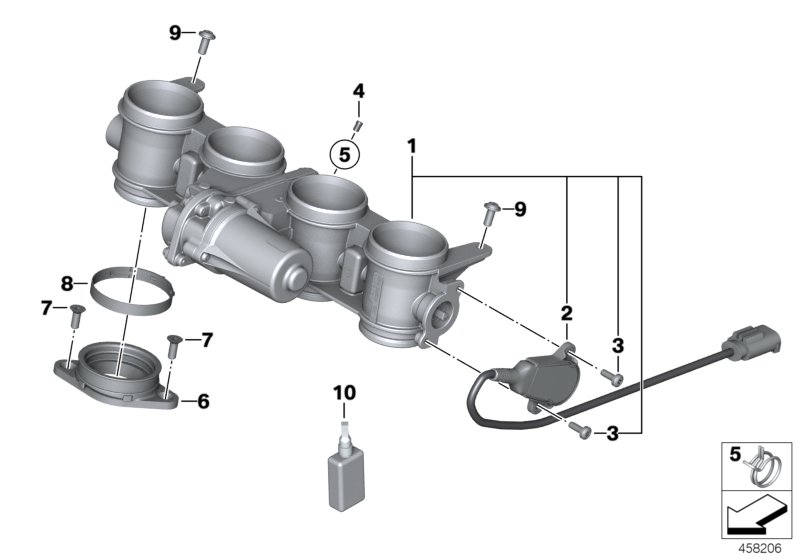 Корпус дроссельной заслонки для BMW K47 S 1000 R 17 (0D52, 0D62) 0 (схема запчастей)