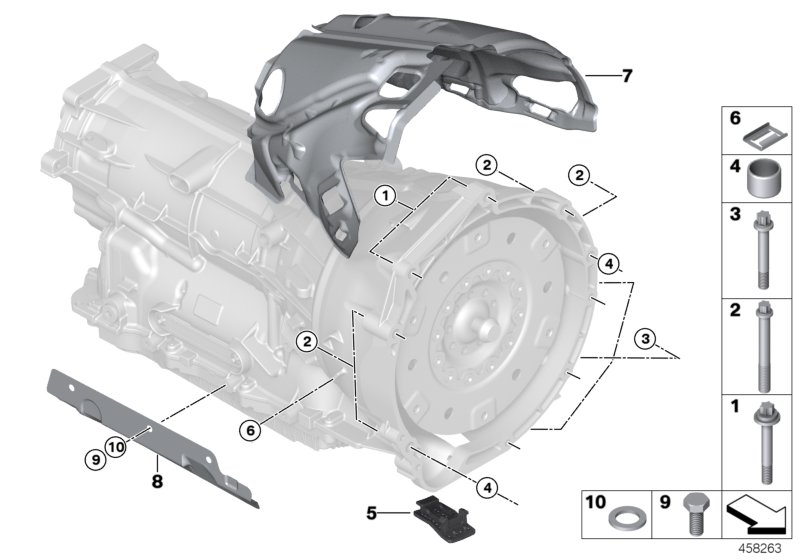 Крепление / подвеска КПП для BMW F23N 218i B38 (схема запчастей)