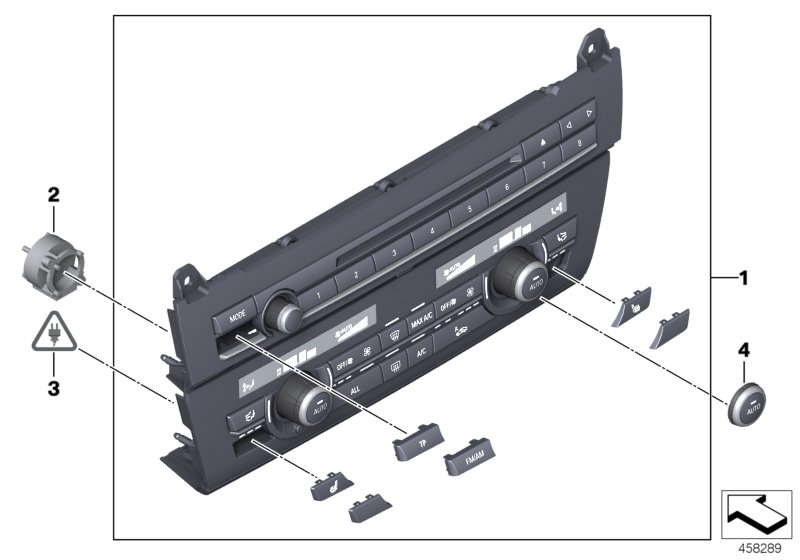 Пан.упр.радиоприемником и кондиционером для BMW F10N 518d B47 (схема запчастей)