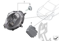 К-т доосн. ксеноновыми фарами 25 Вт для BMW R61 Cooper N16 (схема запасных частей)