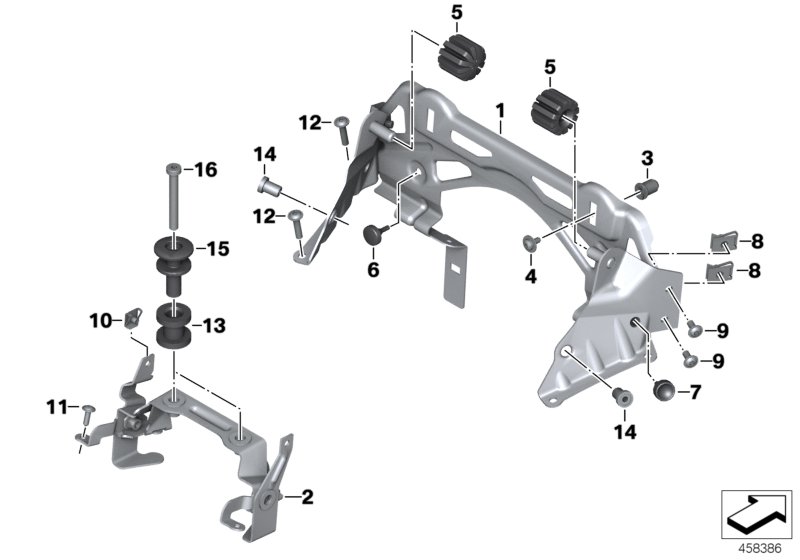 Крепление топливного бака для BMW K43 K 1200 R Sport (0585,0595) 0 (схема запчастей)