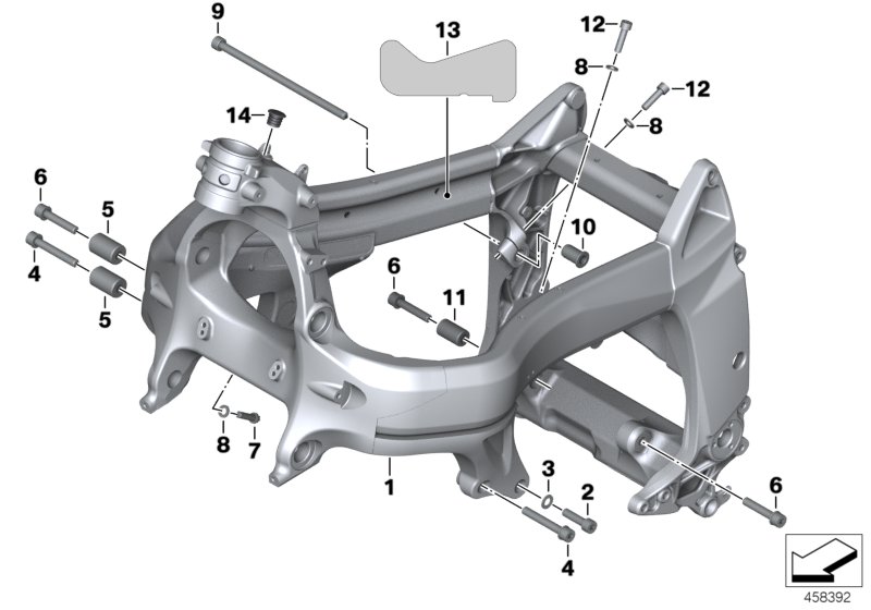 Основной каркас для MOTO K43 K 1200 R Sport (0585,0595) 0 (схема запчастей)