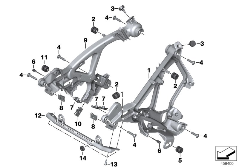 Передний кронштейн для BMW K43 K 1200 R Sport (0585,0595) 0 (схема запчастей)