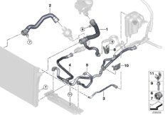 Шланги системы охлаждения для BMW F16 X6 28iX N20 (схема запасных частей)