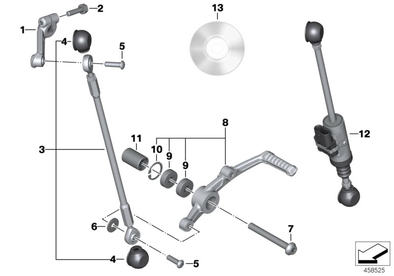 Внешние элементы механизма ПП для BMW K46 S 1000 RR 15 (0D10,0D21) 0 (схема запчастей)