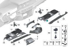 Доп.элементы панели приборов Нж. для BMW F15 X5 25d B47 (схема запасных частей)