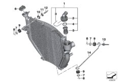 Радиатор охлаждающей жидкости для MOTO K43 K 1200 R Sport (0585,0595) 0 (схема запасных частей)