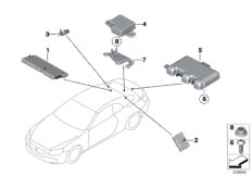 Детали разнесенной антенны для BMW F13N 650iX 4.4 N63N (схема запасных частей)