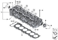 Головка блока цилиндров-доп.элементы для BMW K48 K 1600 GT (0601,0611) 0 (схема запасных частей)